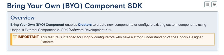 Bring Your Own Component SDK Article